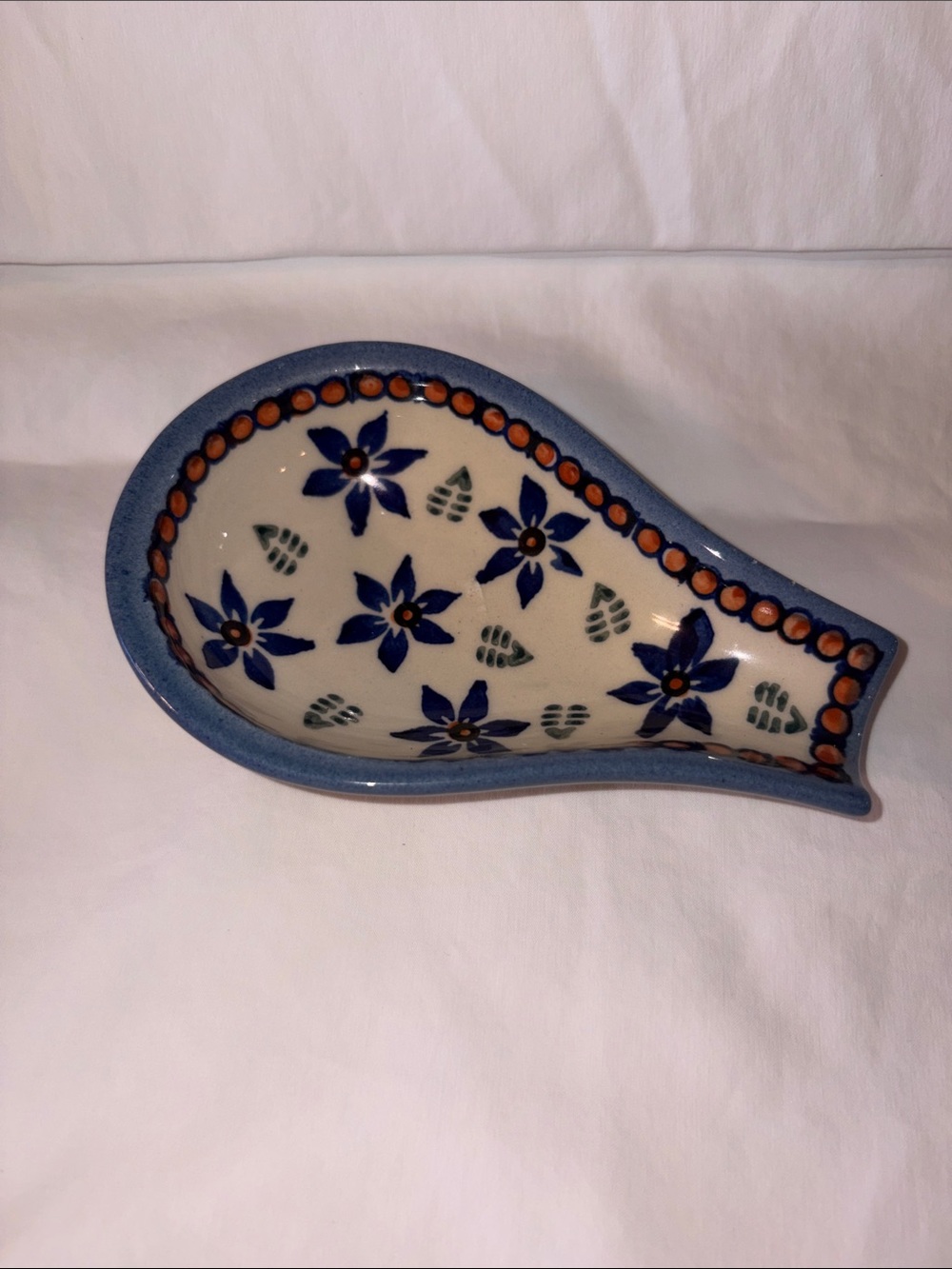 NWOT  Wiza Polish Pottery Spoon Rest Signed Handmade Poland
